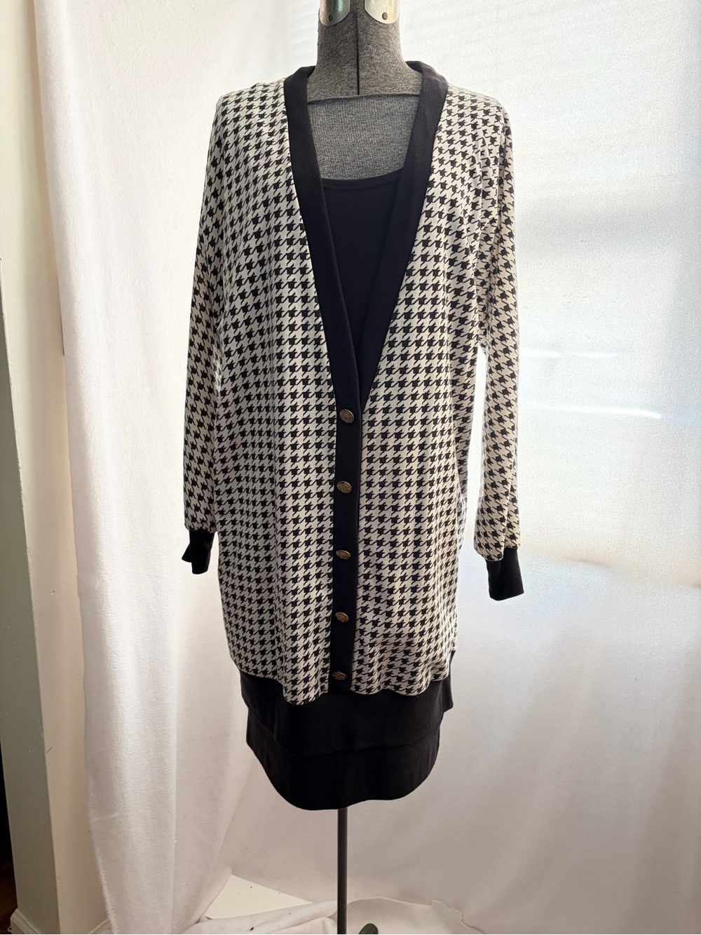 Vtg 90s Jessica Stevens oversized knit cardigan dress